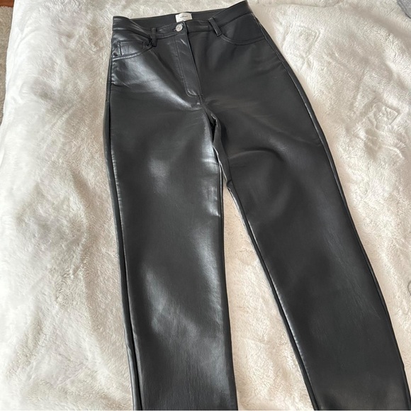 Wilfred Pants - Aritzia Wilfred Gray Leather Pants Womens Size 8